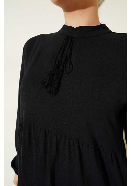 1627 Yaka Bağcıklı Tesettür Elbise indirimleri