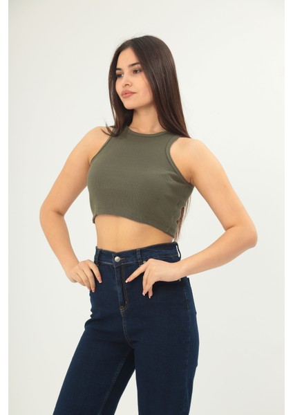 Fitilli Görünümlü Askılı Kalın Esnek Örme Basıc Crop fırsatları