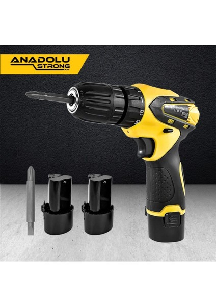 Anadolustrong ANS1038-SET 12V Çift Akülü Şarjlı Matkap