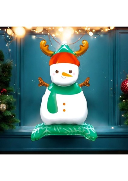 Ayaklı Küçük Kardan Adam Folyo Balon Yılbaşı Folyo Balonu Süsü modelleri