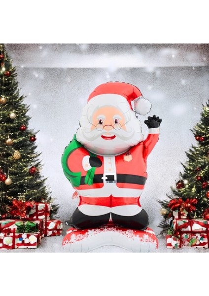 Ayaklı Gözlüklü Noel Baba Folyo Balon Yılbaşı Folyo Balon Süsü indirimleri