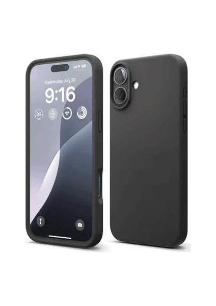 Giyim & Aksesuar iPhone 16 (6.1) Inç ile Uyumlu Içi Kadife Lansman Silikon Kılıf Full Kasa Koruma Sağlayan Kılıf (Siyah)