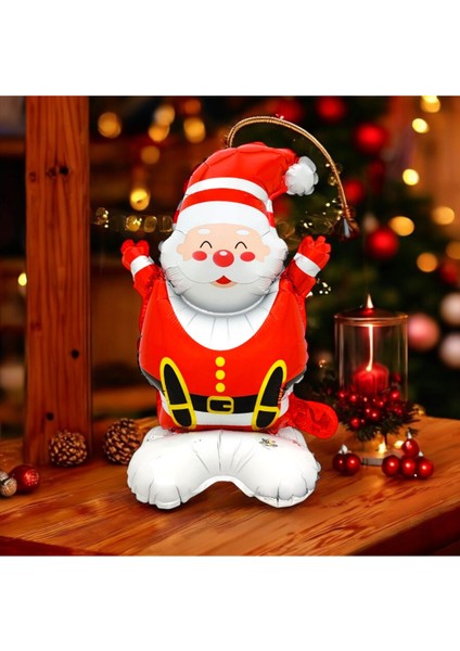 Ayaklı Küçük Oturan Noel Baba Folyo Balon Yılbaşı Folyo Balonu Süsü indirimleri