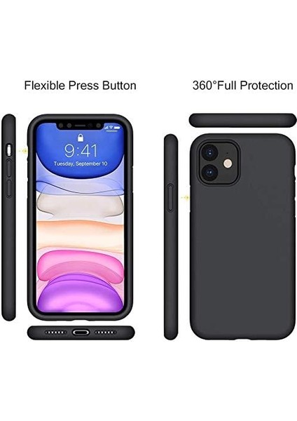 Chv iPhone 11 ile Uyumlu Kılıf Içi Kadife Lansman Silikon Kılıf Şok Emici Full Kasa Koruma Sağlayan Kılıf (Siyah)