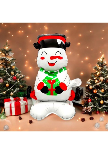 Ayaklı Küçük Oturan Kardan Adam Yılbaşı Folyo Balonu Süsü fırsatları