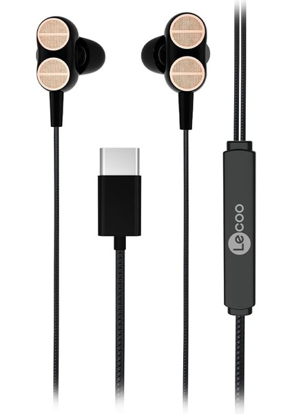 EH102 Kablolu Type-C Girişli Mikrofonlu Kulak Içi Kulaklık - Çift Sürücülü, Sağlam Kablo Yapısı, Spor, Iş, Oyun Için, Evrensel Uyum, Dahili Hd Net Ses, Dual Driver Mikrofon Siyah