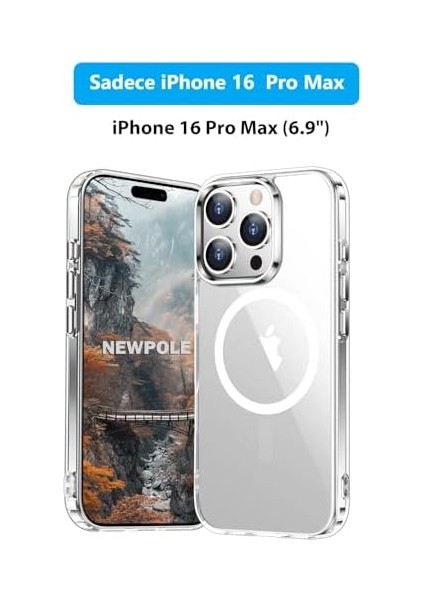 iPhone 16 Plus Için Magsafe ile Uyumlu Kılıf Şeffaf Darbelere Dayanıklı Sararma Karşıtı Yükseltilmiş Lens Çerçevesi Güçlü Manyetik Tutuşlu Apple iPhone 16 Plus Için Magsafe ile Uyumlu Kılıf