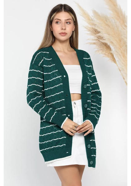 Çizgili Kadın Triko Hırka P-00012429