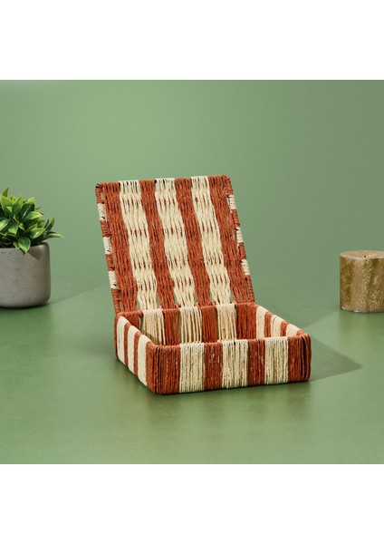 Deco Varese Dekoratif Kutu - Turuncu / Krem - 18X18X5 cm