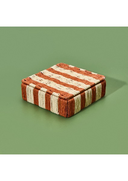 Deco Varese Dekoratif Kutu - Turuncu / Krem - 18X18X5 cm