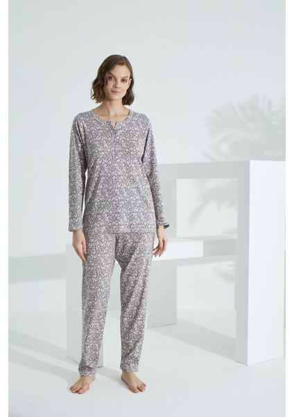 Angelique Pamuk Uzun Kol Kadın Pijama Takımı 21505