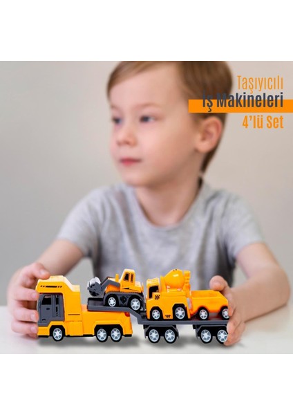 Taşıyıcılı Çek Bırak Iş Makineleri Araçları 4'lü Set