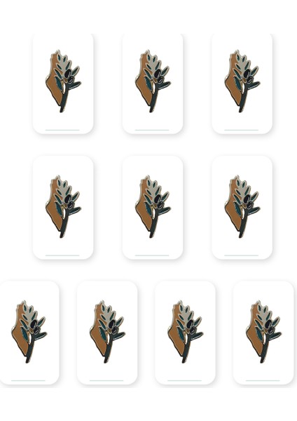 10'lu Filistin Haritası Yanında Zeytin Dalı Altın Renkli Unisex Menili Yaka Rozeti A300034-10