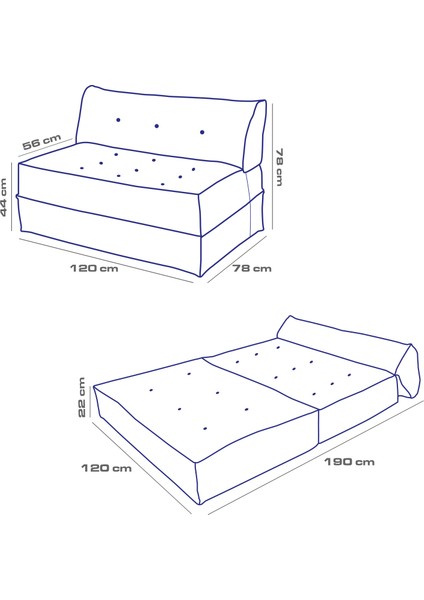 Mocca Fitilli Kadife Çift Kişilik Katlanır Yatak Katlanır Koltuk Krem indirimleri