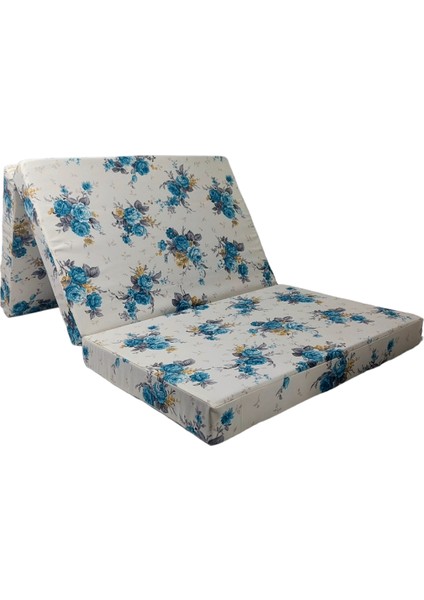 Katlanır Sünger Yatak -Katlanır Yatak Prm 0002 Turkuaz Gül