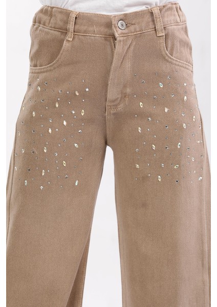 % 100 Pamuk-Denim-Jeans-Taşlı-Palazzo-Yarım Lastikli-Kız Çocuk Pantolonu fiyatları