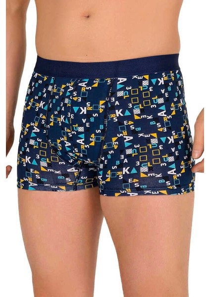 4480 Erkek Lycralı Cotton Boxer Harfli Rakamlı Desenli L Berrak