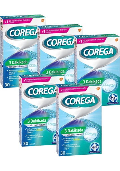 3 Dakikada Diş Protezi Temizleyici Tablet 30 Tablet (5 Adet)