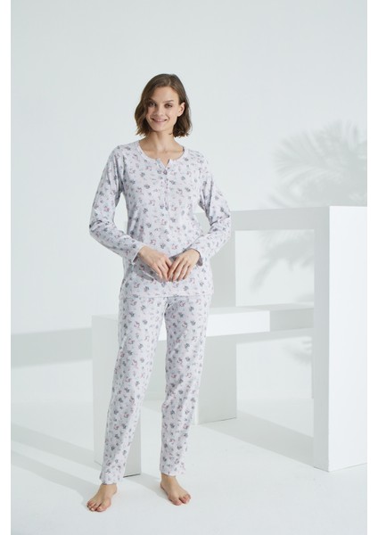 Angelique Pamuk Uzun Kol Kadın Pijama Takımı 21506