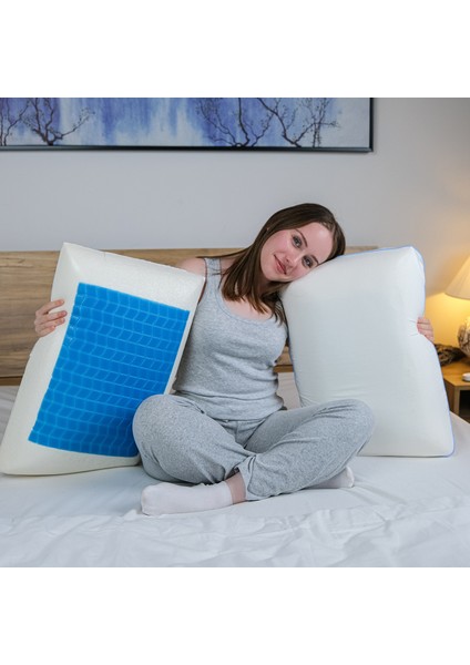 Soğutucu Yüzey Visco Yastık Jelli Risus Ergonomik Yastık 60X40X15 cm