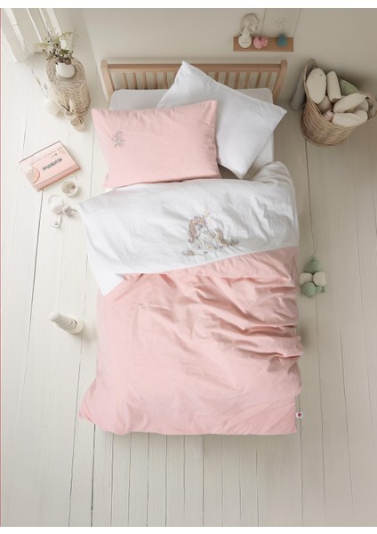 Cuddly Yıkanmış Doğal Görünümlü Nakışlı Bebek Nevresim Takımı Bonic Beyaz