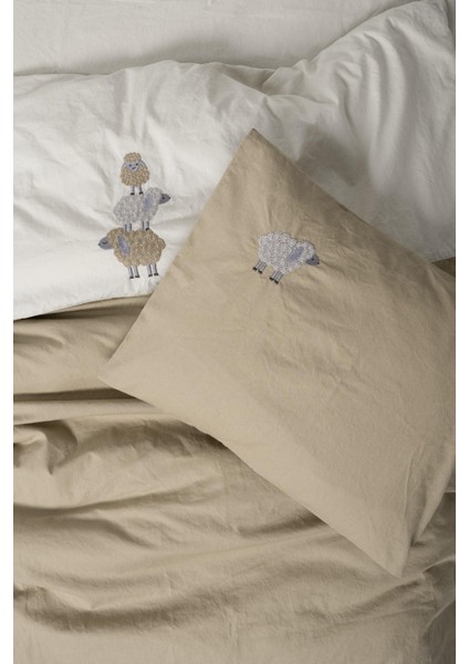 Cuddly Yıkanmış Doğal Görünümlü Nakışlı Bebek Nevresim Takımı Lamp Bej fiyatları