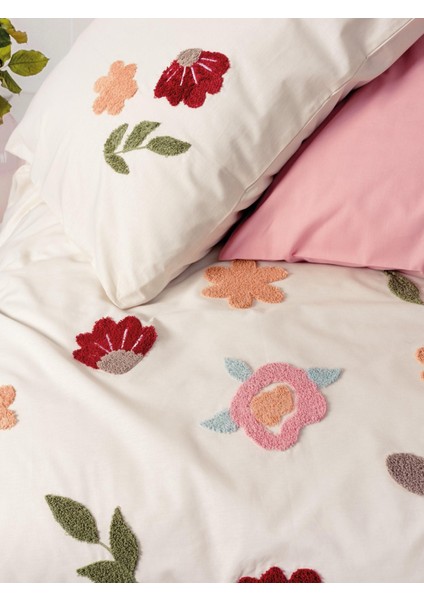 Puff Nakışlı Çift Kişilik Nevresim Takımı Blossom Somon fiyatları