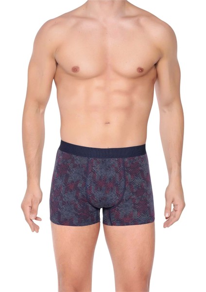 4480 Erkek Lycralı Cotton Boxer Lacivert Kırmızı Desenli L Berrak