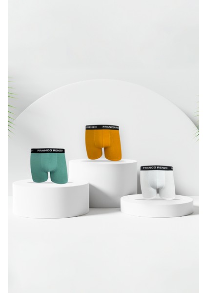 Erkek 3'lı Lüx Kutulu Pamuklu ve Likralı Boxer