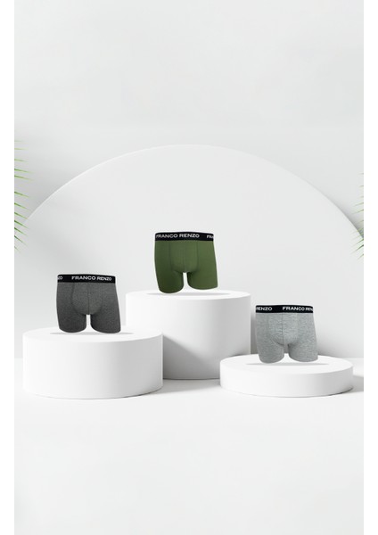 Erkek 3'lı Lüx Kutulu Pamuklu ve Likralı Boxer