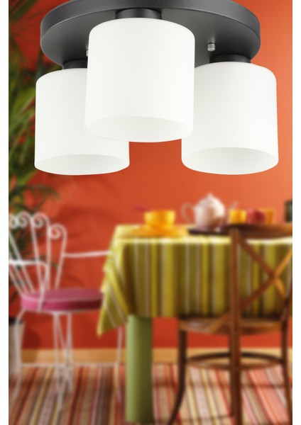 Rana 3.lü Tepsili Avize Siyah