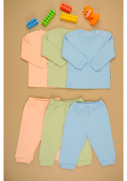 Pamuklu Yumuşak Kız - Erkek Bebek Uzun Kollu Omuz Çıtçıt 2'li Takım