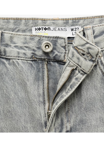 Yıkamalı Geniş Paça Rahat Kalıp Denim Pantolon - Wide Leg Jean