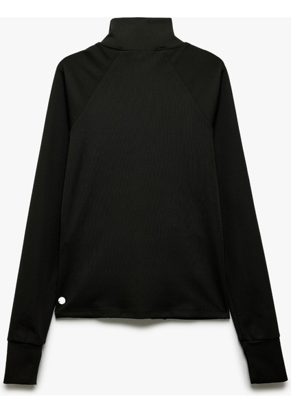 Fermuarlı Cep Detaylı Dik Yaka Slim Fit Spor Sweatshirt