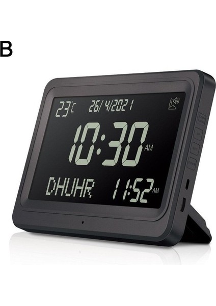 Siyah Al-Fajia Büyük LCD Ekran Ezan Saati 8 Ezan Sesleri Çoklu Dil Hicri Gregoryen Takvimleri Müslüman Namaz Masası Çalar Saat (Yurt Dışından)
