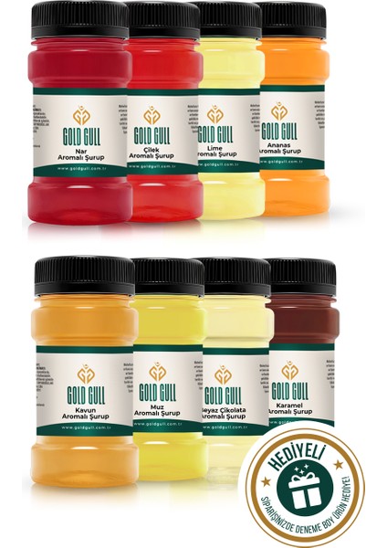 Kavun,nar,lime,çilek,ananas,muz Beyaz Çikolata,karamel Aromalı Kahve&meyve Şurupları 8 x 80 ml