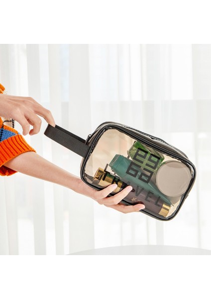 Büyük Ölçülü Taşınabilir Pvc Kozmetik Çantası - El Şeffaf Su Geçirmez Kozmetik Yıkama Çantası - Çok Işlevli Çanta (Yurt Dışından)