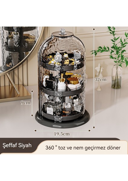 Dönebilen Toz Geçirmez Kozmetik Saklama Kutusu - Şeffaf Ruj, Kaş Kalemi, Makyaj Fırçası Rafı (Yurt Dışından) fiyatları