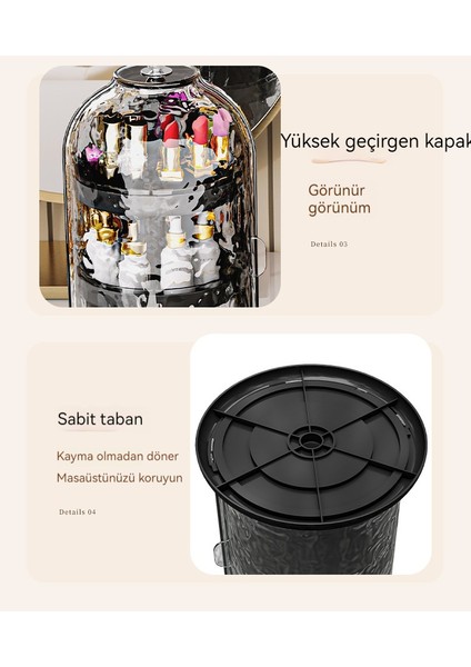 Dönebilen Toz Geçirmez Kozmetik Saklama Kutusu - Şeffaf Ruj, Kaş Kalemi, Makyaj Fırçası Rafı (Yurt Dışından) modelleri