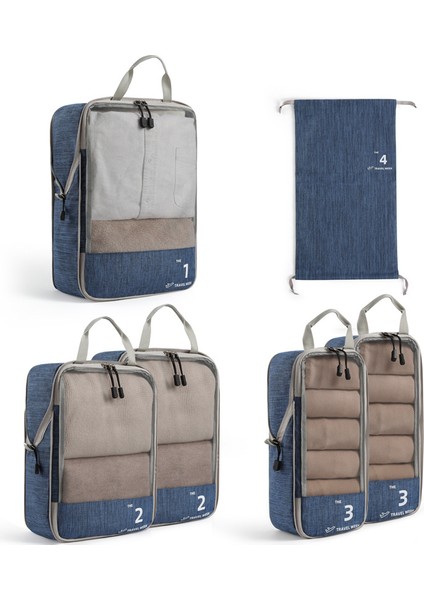 Seyahat Saklama 4 Parçalı Set - Bagaj Saklama Seti - Iş Gezisi, Ev Kıyafetleri, Sıralama ve Sıkıştırma (Yurt Dışından)