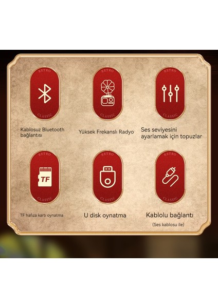 Retro Bluetooth Ses Kablosuz Hoparlör Gramofon (Yurt Dışından)