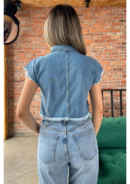 Kadın Püsküllü Zımba Detaylı Kot Jean Yelek fırsatları