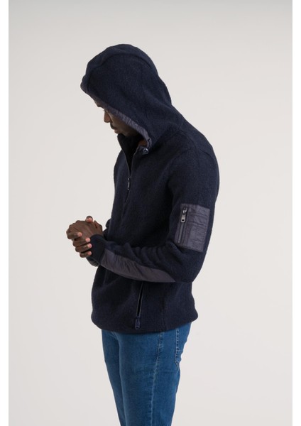 Regular Fit Kapşonlu Yan Fermuarlı Cepli Peluş Sweatshirt