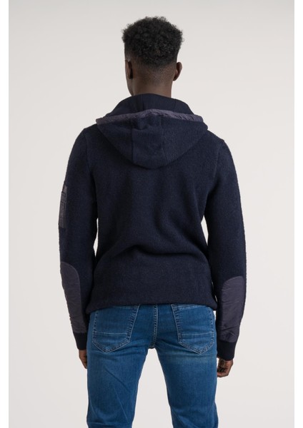 Regular Fit Kapşonlu Yan Fermuarlı Cepli Peluş Sweatshirt