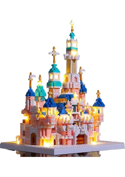 Yapı Taşları Disney Castle World Ünlü Okullar ve Benzeri Büyük Tip Bina Bulmaca Blok Oyuncakları (Yurt Dışından)