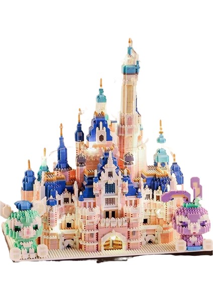 Yapı Taşları Disney Castle World Ünlü Okullar ve Benzeri Büyük Tip Bina Bulmaca Blok Oyuncakları (Yurt Dışından)