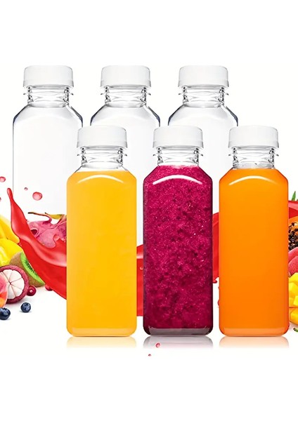 12 Adet 500ML Detox Meyve Suları Smoothie'ler Diyet Sporcu Içeceği Pet Şişesi Kilitli Kapak(Şişe)
