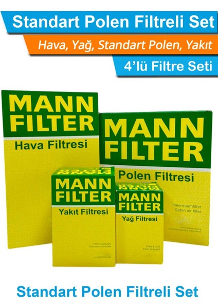 Citroen Nemo 1.4 Hdı Dizel Mann Filtre Bakım Seti 2008-2013 Hava+Yağ+Yakıt+Standart Polen