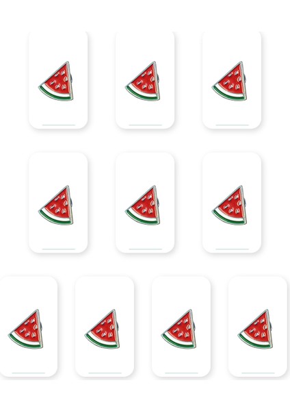 10'lu Filistin Simgesi Renkli Üçgen Karpuz Dilimi Tasarımlı Metal Yaka Rozeti A300007-10