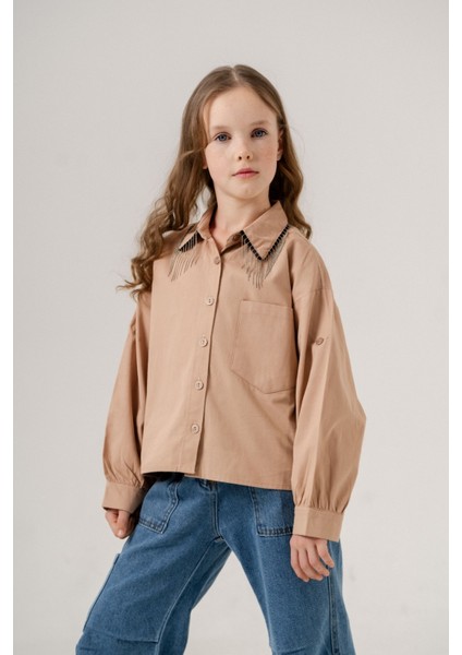 Kız Çocuk Yakası Taşlı Gömlek 3126